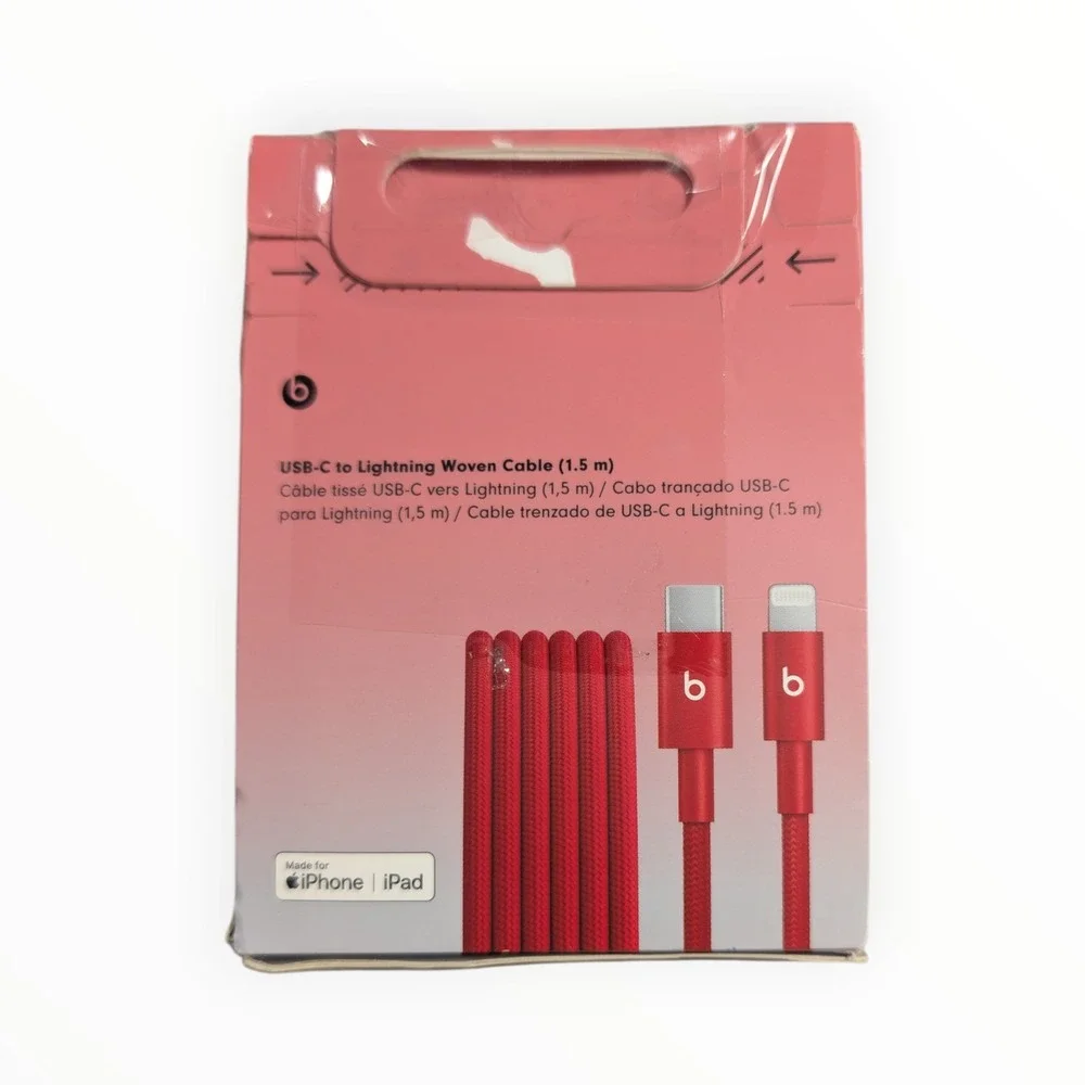 Y9-O Beats 1.5 M USB-C to Lighting Woven Cable - Rapid Red‎